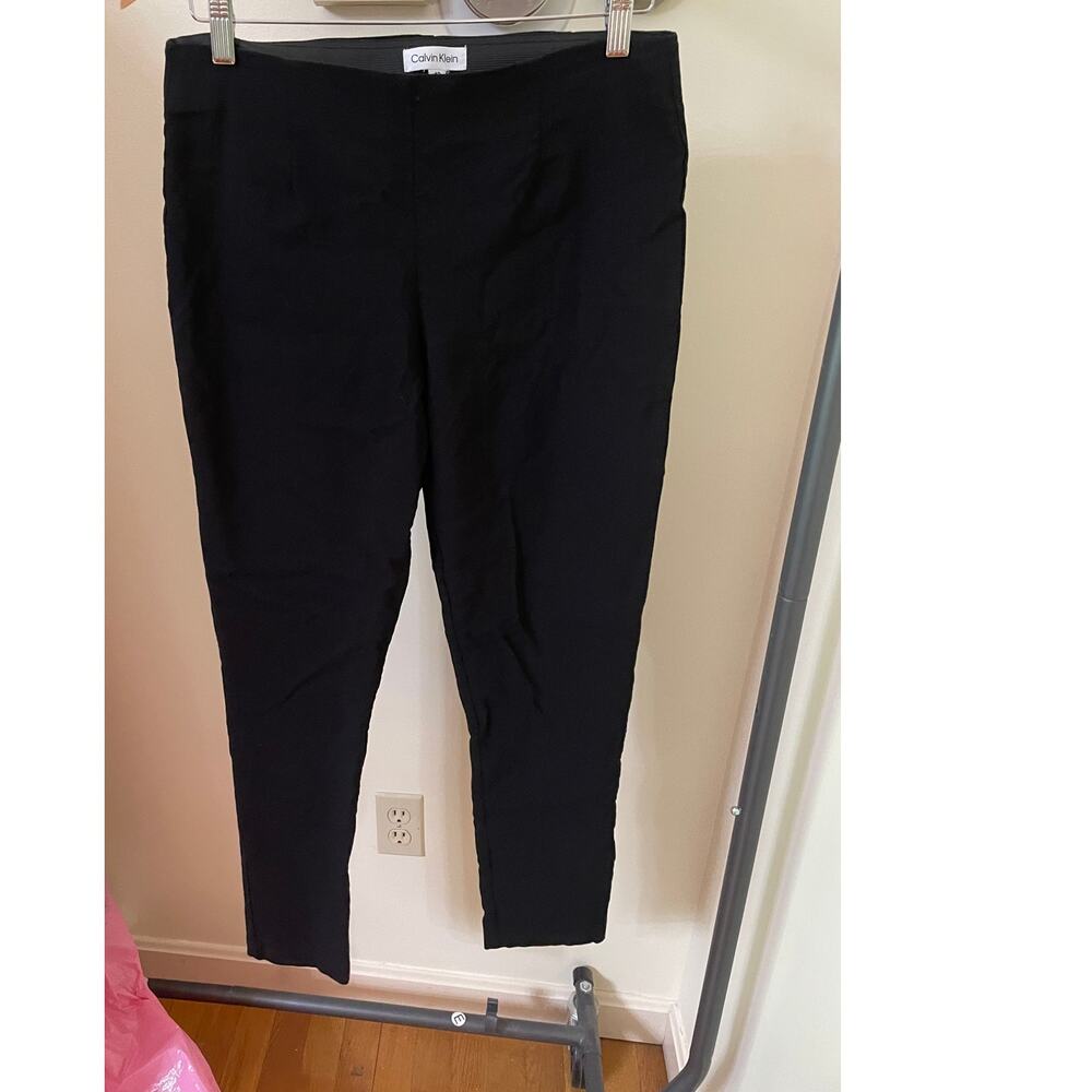 Calvin Klein Womens Dress Pants Size 12 Black Workwear Straight Leg Stretch